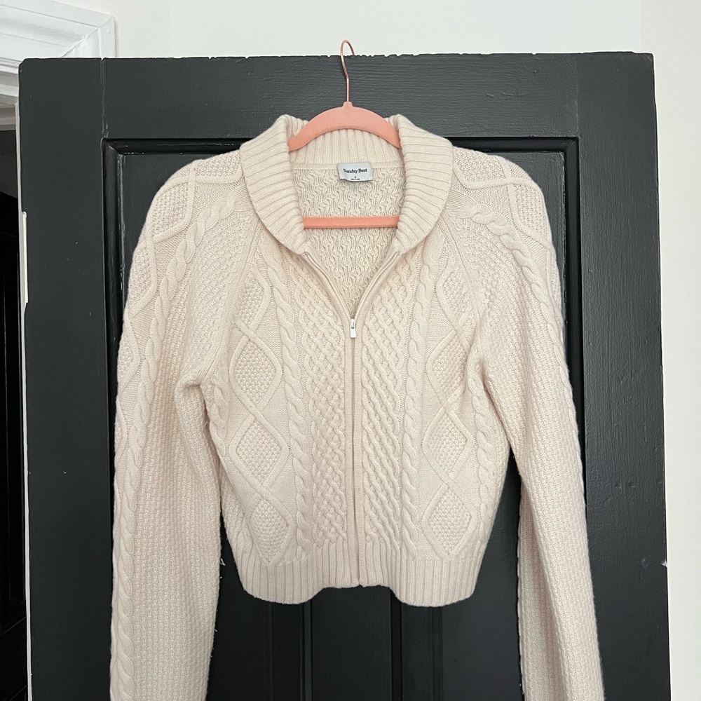 Aritzia Cable Knit Cream Sweater